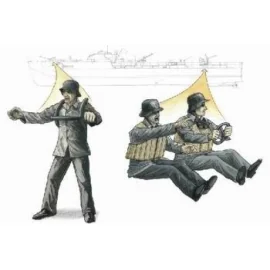 S-100 Schnellboot 3.7cm Anti Aircraft gun crew figures x 3 (designed to be assembled with model kits from Revell)