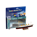 RMS Titanic Model Set - box containing the model, paints, brush and glue
