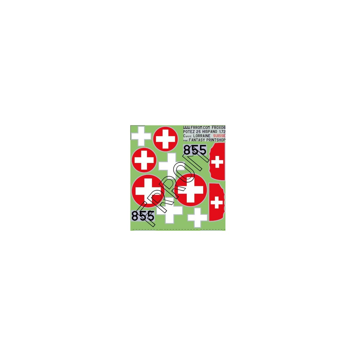 FRROM FR0X06 MODEL PLANES DECALS POTEZ 25 SWISS 855 (A7) 1/72 