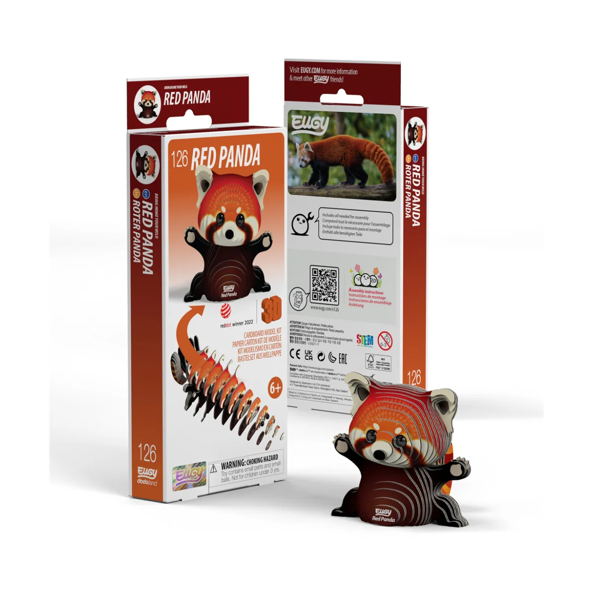 Eugy 3D Model: WILD DIER / RODE PANDA 6,3x6,4x6,3cm, karton, in doos, 6+