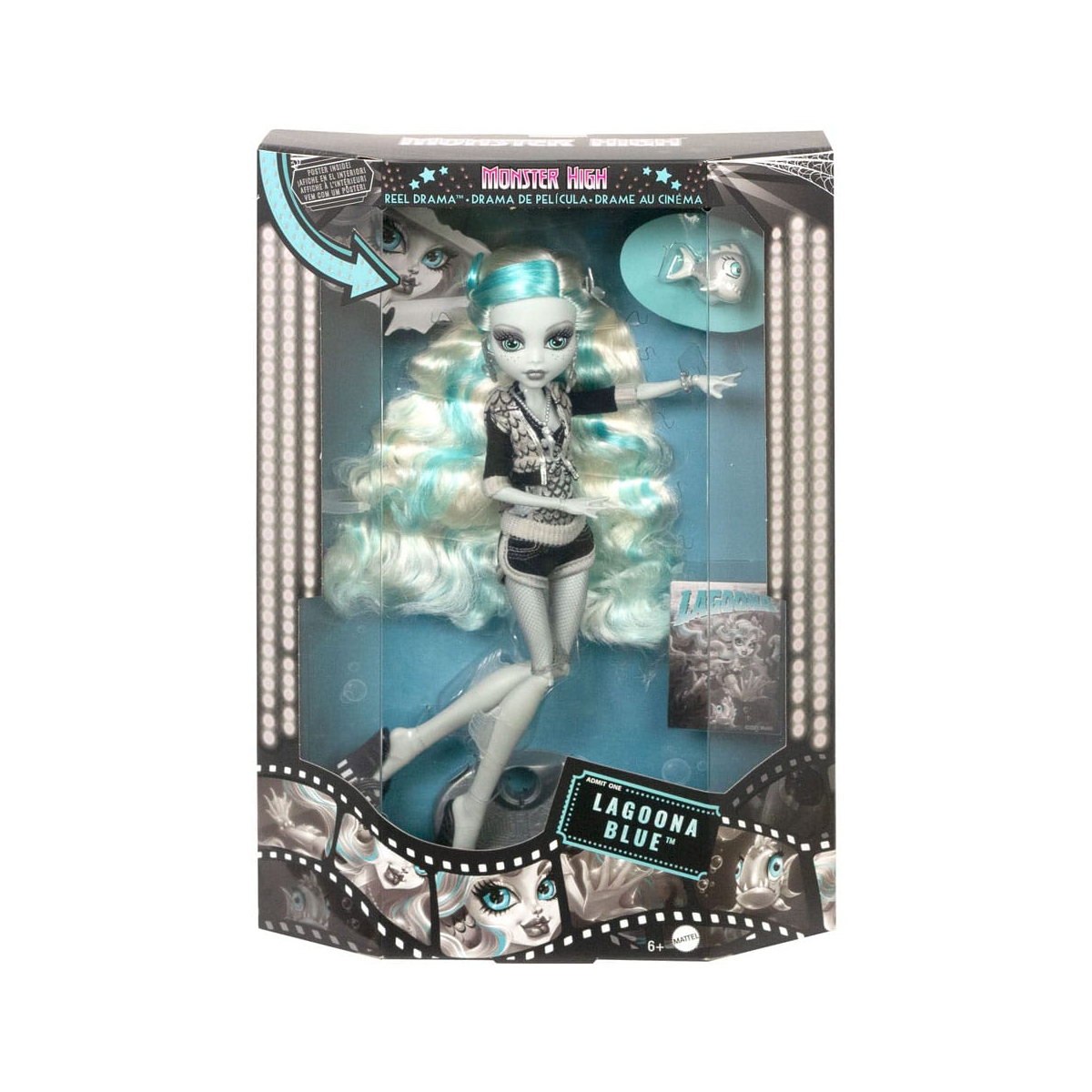 Monster High Reel Drama Lagoona Blue Doll in Black and White Poppen