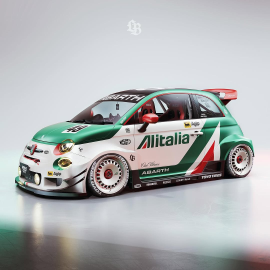 FIAT 595 ABARTH LIBERTY WALK BODY KIT RALLY TRIBUTO 2025 1/18 Miniatuur 