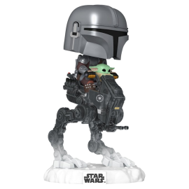 Star Wars: The Mandalorian and Grogu POP! Rides Deluxe Vinyl Figure Bobble Head The Mandalorian with Grogu in Imperial Remnant A