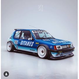 SOLIDO 1801720 PEUGEOT 205 GTI BLACKFISH G TRIBUTE 1990 1/18 Miniatuur 