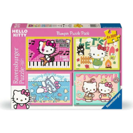 Hello Kitty 4-piece puzzle pack Let's Go, Hello Kitty! (4 x 100 pieces) Puzzel 
