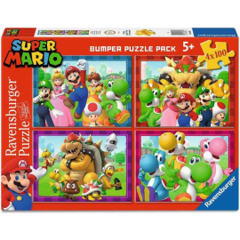 Super Mario 4-Puzzle Pack: It's Mario Time! (4 x 100 pieces) Puzzel 