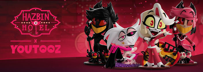 Hazbin Hotel Youtooz figuren met Alastor en Charlie Morningstar